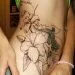3d flower design tattoo hip for men